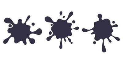 Cartoon drops, splashes and splatters. Set of stains of paint and ink with splashes. Vector illustration