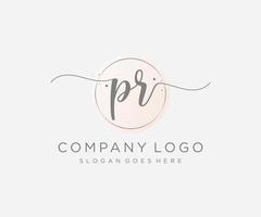 Initial PR feminine logo. Usable for Nature, Salon, Spa, Cosmetic and Beauty Logos. Flat Vector Logo Design Template Element.