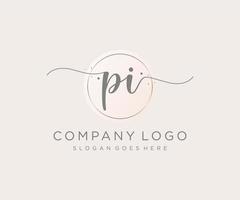 Initial PI feminine logo. Usable for Nature, Salon, Spa, Cosmetic and Beauty Logos. Flat Vector Logo Design Template Element.