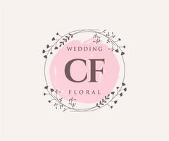 CF Initials letter Wedding monogram logos template, hand drawn modern minimalistic and floral templates for Invitation cards, Save the Date, elegant identity. vector