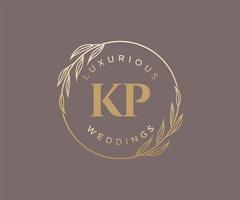 KP Initials letter Wedding monogram logos template, hand drawn modern minimalistic and floral templates for Invitation cards, Save the Date, elegant identity. vector