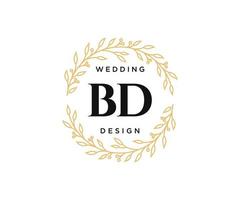 colección de logotipos de monograma de boda con letras iniciales bd, plantillas florales y minimalistas modernas dibujadas a mano para tarjetas de invitación, guardar la fecha, identidad elegante para restaurante, boutique, café en vector