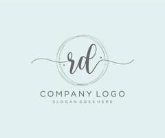 Initial RD feminine logo. Usable for Nature, Salon, Spa, Cosmetic and Beauty Logos. Flat Vector Logo Design Template Element.