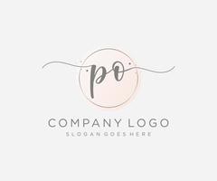 logotipo femenino po inicial. utilizable para logotipos de naturaleza, salón, spa, cosmética y belleza. elemento de plantilla de diseño de logotipo de vector plano.