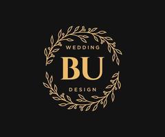 BU Initials letter Wedding monogram logos collection, hand drawn modern minimalistic and floral templates for Invitation cards, Save the Date, elegant identity for restaurant, boutique, cafe in vector