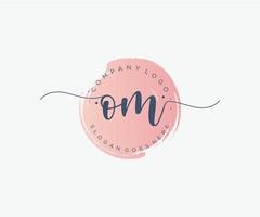 Initial OM feminine logo. Usable for Nature, Salon, Spa, Cosmetic and Beauty Logos. Flat Vector Logo Design Template Element.