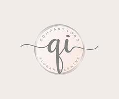 Initial QI feminine logo. Usable for Nature, Salon, Spa, Cosmetic and Beauty Logos. Flat Vector Logo Design Template Element.