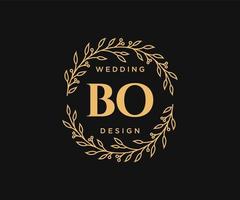 Colección de logotipos de monograma de boda con letras iniciales bo, plantillas florales y minimalistas modernas dibujadas a mano para tarjetas de invitación, guardar la fecha, identidad elegante para restaurante, boutique, café en vector