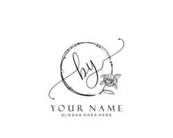 Initial BY beauty monogram and elegant logo design, handwriting logo of initial signature, wedding, fashion, floral and botanical with creative template. vector