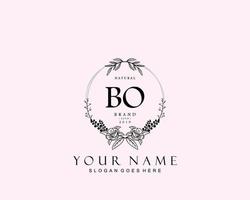 Initial BO beauty monogram and elegant logo design, handwriting logo of initial signature, wedding, fashion, floral and botanical with creative template. vector