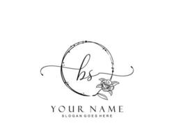 Initial BS beauty monogram and elegant logo design, handwriting logo of initial signature, wedding, fashion, floral and botanical with creative template. vector