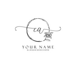 Initial CA beauty monogram and elegant logo design, handwriting logo of initial signature, wedding, fashion, floral and botanical with creative template. vector
