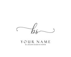 Initial BS beauty monogram and elegant logo design, handwriting logo of initial signature, wedding, fashion, floral and botanical with creative template. vector