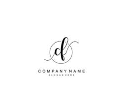 Initial CF beauty monogram and elegant logo design, handwriting logo of initial signature, wedding, fashion, floral and botanical with creative template. vector