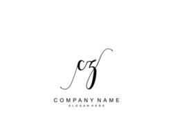 Initial CZ beauty monogram and elegant logo design, handwriting logo of initial signature, wedding, fashion, floral and botanical with creative template. vector