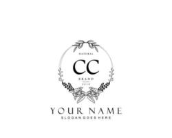 Initial CC beauty monogram and elegant logo design, handwriting logo of initial signature, wedding, fashion, floral and botanical with creative template. vector