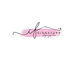 Initial CF beauty monogram and elegant logo design, handwriting logo of initial signature, wedding, fashion, floral and botanical with creative template. vector