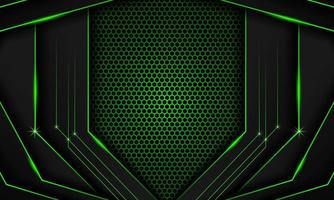 fondo de juego futurista verde oscuro abstracto con patrón hexagonal, fondo geométrico verde oscuro para banner o transmisión fuera de línea, plantilla de fondo de juego vector