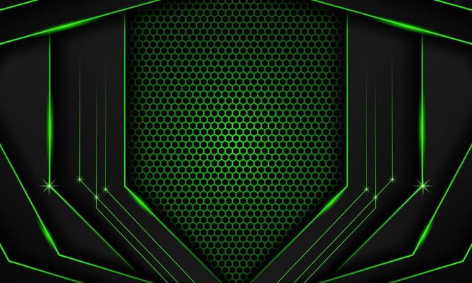Abstract dark green Futuristic Gaming Background with hexagon pattern,dark green geometric background  for banner or Offline stream,gaming background template