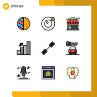 Universal Icon Symbols Group of 9 Modern Filledline Flat Colors of link chain shop stats chart Editable Vector Design Elements