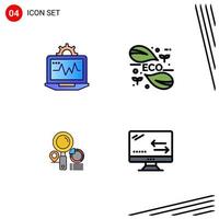 4 Creative Icons Modern Signs and Symbols of laptop search computing green finder Editable Vector Design Elements