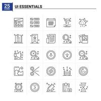 25 Ui Essentials icon set vector background