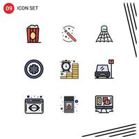 paquete de iconos de vector de stock de 9 signos y símbolos de línea para elementos de diseño de vector editables médicos de signo de bádminton de prueba de reloj