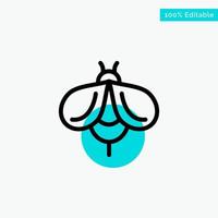 Bee Fly Honey Bug turquoise highlight circle point Vector icon