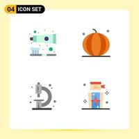 User Interface Pack of 4 Basic Flat Icons of brush biology teeth care pumpkin education Editable Vector Design Elements