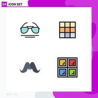 Modern Set of 4 Filledline Flat Colors Pictograph of galsses movember spring basic men Editable Vector Design Elements