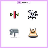 4 Creative Icons Modern Signs and Symbols of play marketing media science mail Editable Vector Design Elements