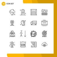 Modern Set of 16 Outlines and symbols such as construction apartment phone shipping commerce Editable Vector Design Elements