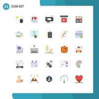 Set of 25 Modern UI Icons Symbols Signs for fm radio data vide interface Editable Vector Design Elements