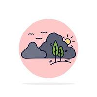 mountain landscape hill nature tree Flat Color Icon Vector