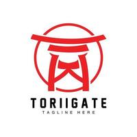 Torii Gate Logo, Japanese History Gate Icon Vector, Chinese Illustration, Wooden Design Company Brand Template vector