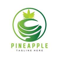 Pineapple Logo Design, Fresh Fruit Vector, Plantation Illustration, Fruit Product Brand Label vector