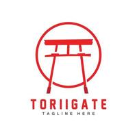 logotipo de puerta torii, vector de icono de puerta de historia japonesa, ilustración china, plantilla de marca de empresa de diseño de madera