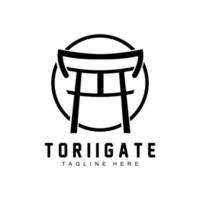 Torii Gate Logo, Japanese History Gate Icon Vector, Chinese Illustration, Wooden Design Company Brand Template vector