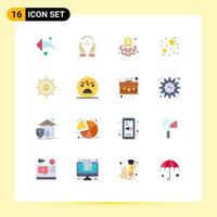 16 Universal Flat Colors Set for Web and Mobile Applications sun beach business stare party Editable Pack of Creative Vector Design Elements