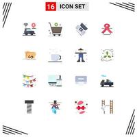 Modern Set of 16 Flat Colors and symbols such as medical oncology e cancer satellite Editable Pack of Creative Vector Design Elements