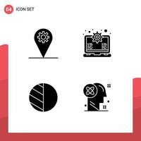 Set of 4 Modern UI Icons Symbols Signs for business photo gear setting user Editable Vector Design Elements