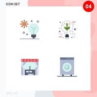 Set of 4 Modern UI Icons Symbols Signs for artificial intelligence building intelligence electric window Editable Vector Design Elements