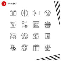 Outline Pack of 16 Universal Symbols of fire barrel slide document copy Editable Vector Design Elements