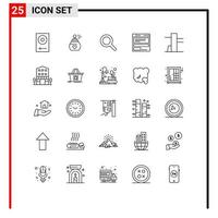 Modern Set of 25 Lines Pictograph of buildings code aroma computing file Editable Vector Design Elements