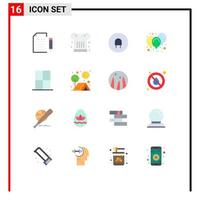 Group of 16 Flat Colors Signs and Symbols for furniture carnival cook air plug Editable Pack of Creative Vector Design Elements