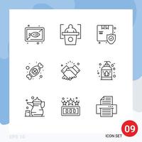 Set of 9 Modern UI Icons Symbols Signs for shake festival shop day candy Editable Vector Design Elements