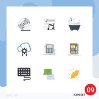 9 Universal Flat Colors Set for Web and Mobile Applications calculation development sound develop cloud Editable Vector Design Elements