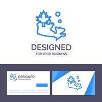 Creative Business Card and Logo template Map Canada Leaf Vector Illustration