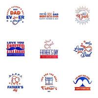 Set of fathers day 9 Blue and red design elements Editable Vector Design Elements