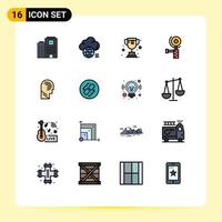 Universal Icon Symbols Group of 16 Modern Flat Color Filled Lines of manipulate access technology grinding construction Editable Creative Vector Design Elements